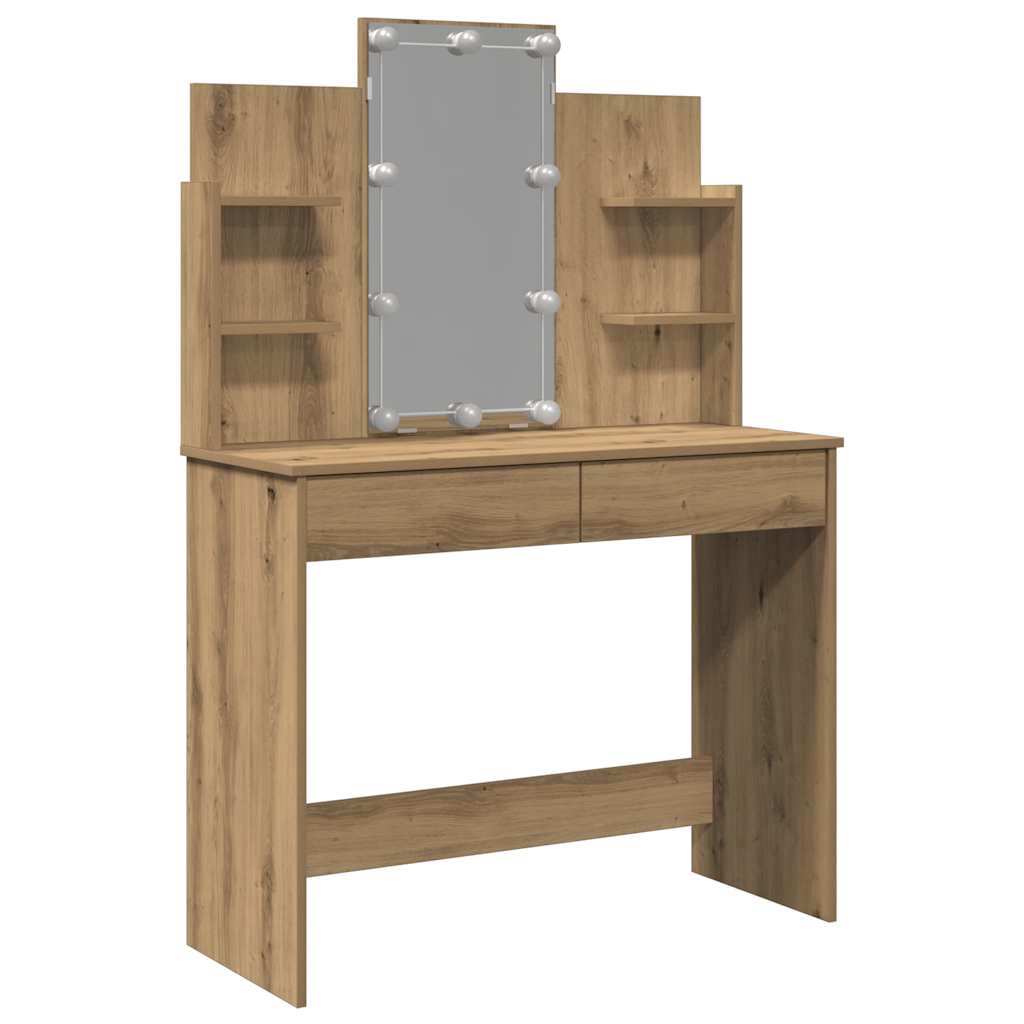 Dressing Table with LED Lights Artisan Oak 96x40x142 cm