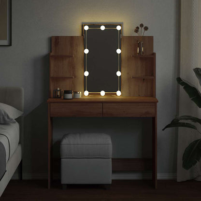 Dressing Table with LED Lights Artisan Oak 96x40x142 cm