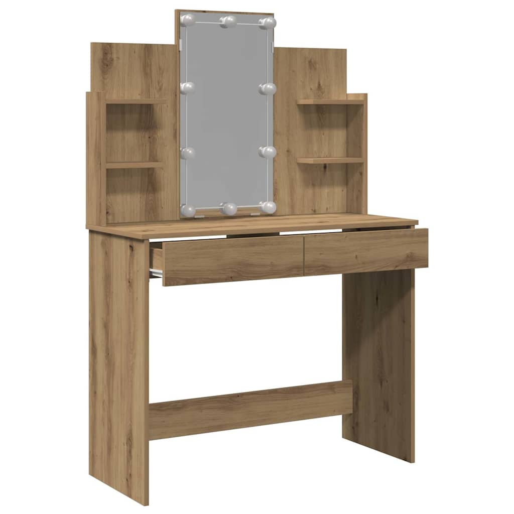 Dressing Table with LED Lights Artisan Oak 96x40x142 cm