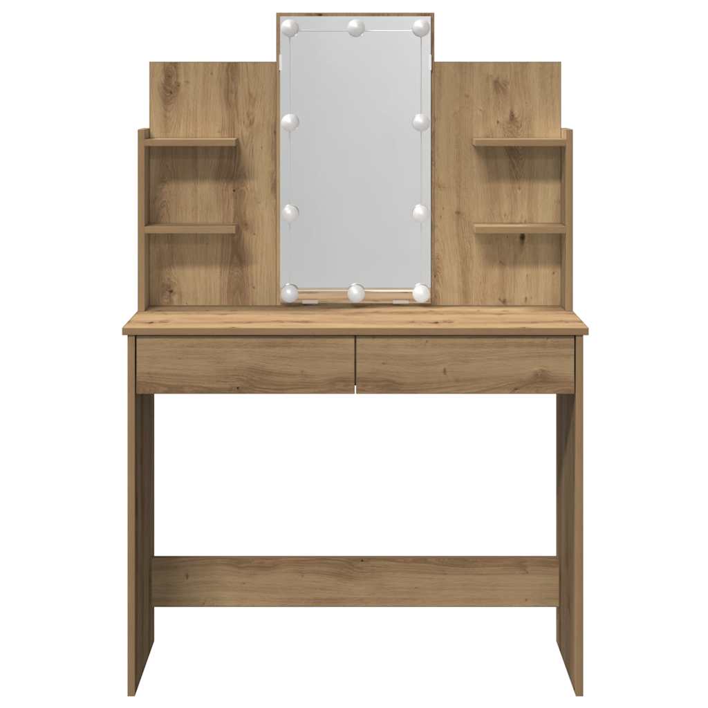 Dressing Table with LED Lights Artisan Oak 96x40x142 cm