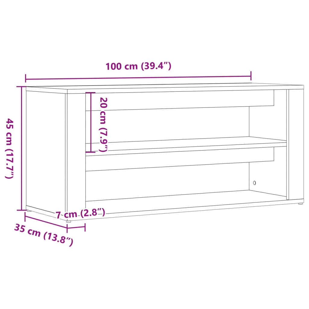 Shoe Bench Old Wood 100x35x45 cm Engineered Wood