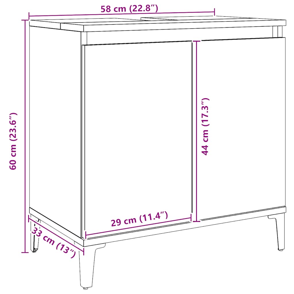 Sink Cabinet Artisan Oak 58x33x60 cm Engineered Wood