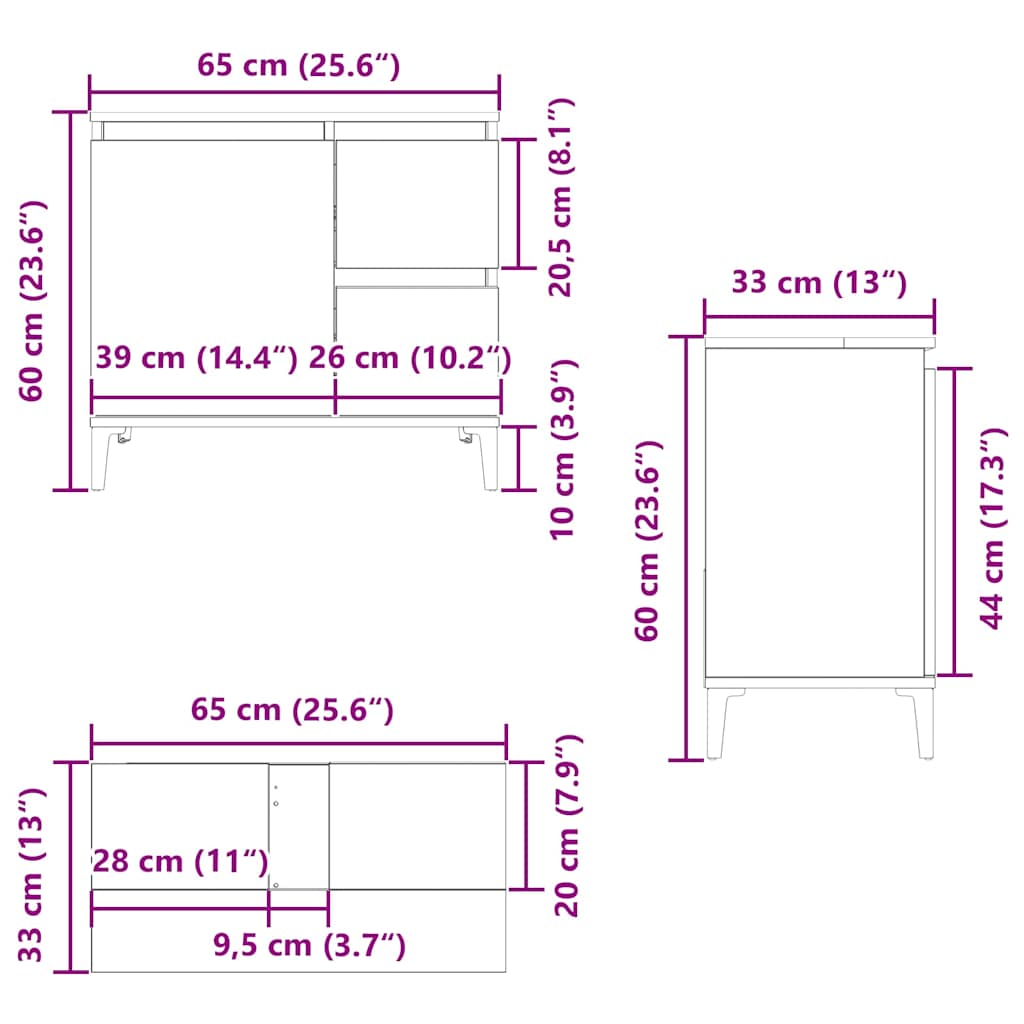 Sink Cabinet Old Wood 65x33x60 cm Engineered Wood