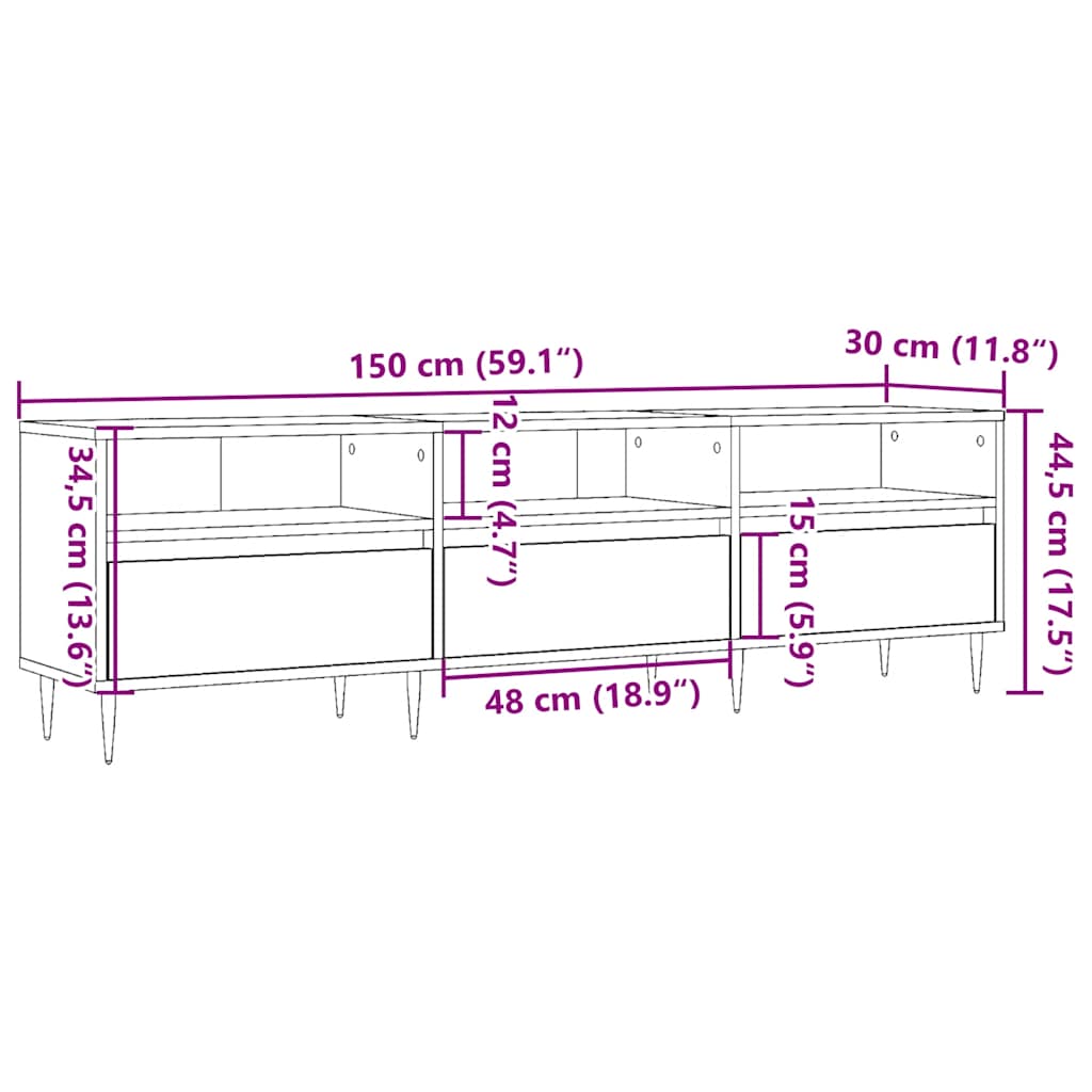 TV Cabinet Old Wood 150x30x44,5 cm Engineered Wood