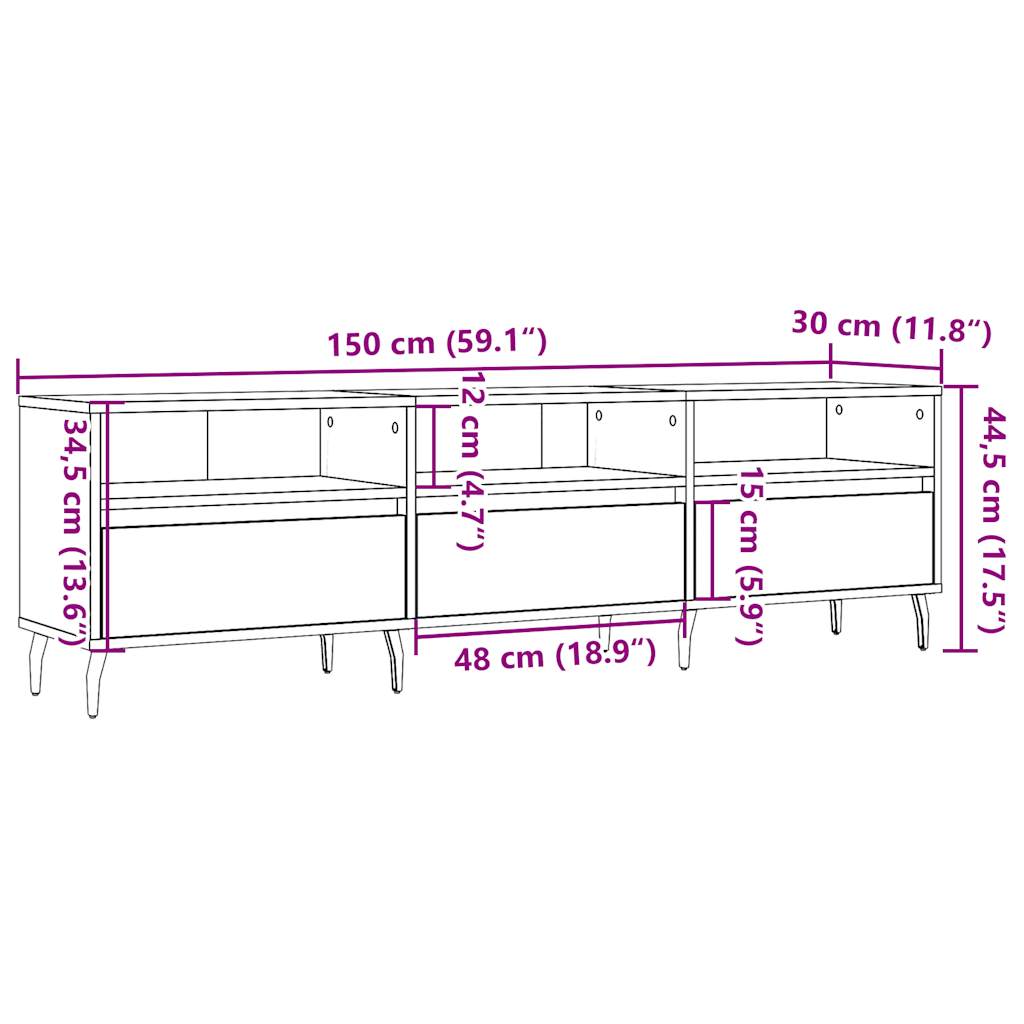 TV Cabinet Old Wood 150x30x44,5 cm Engineered Wood