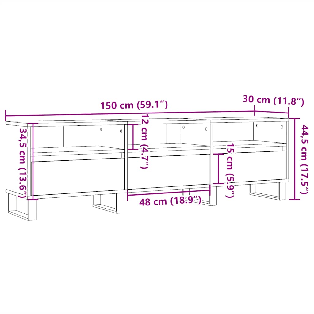 TV Cabinet Old Wood 150x30x44,5 cm Engineered Wood