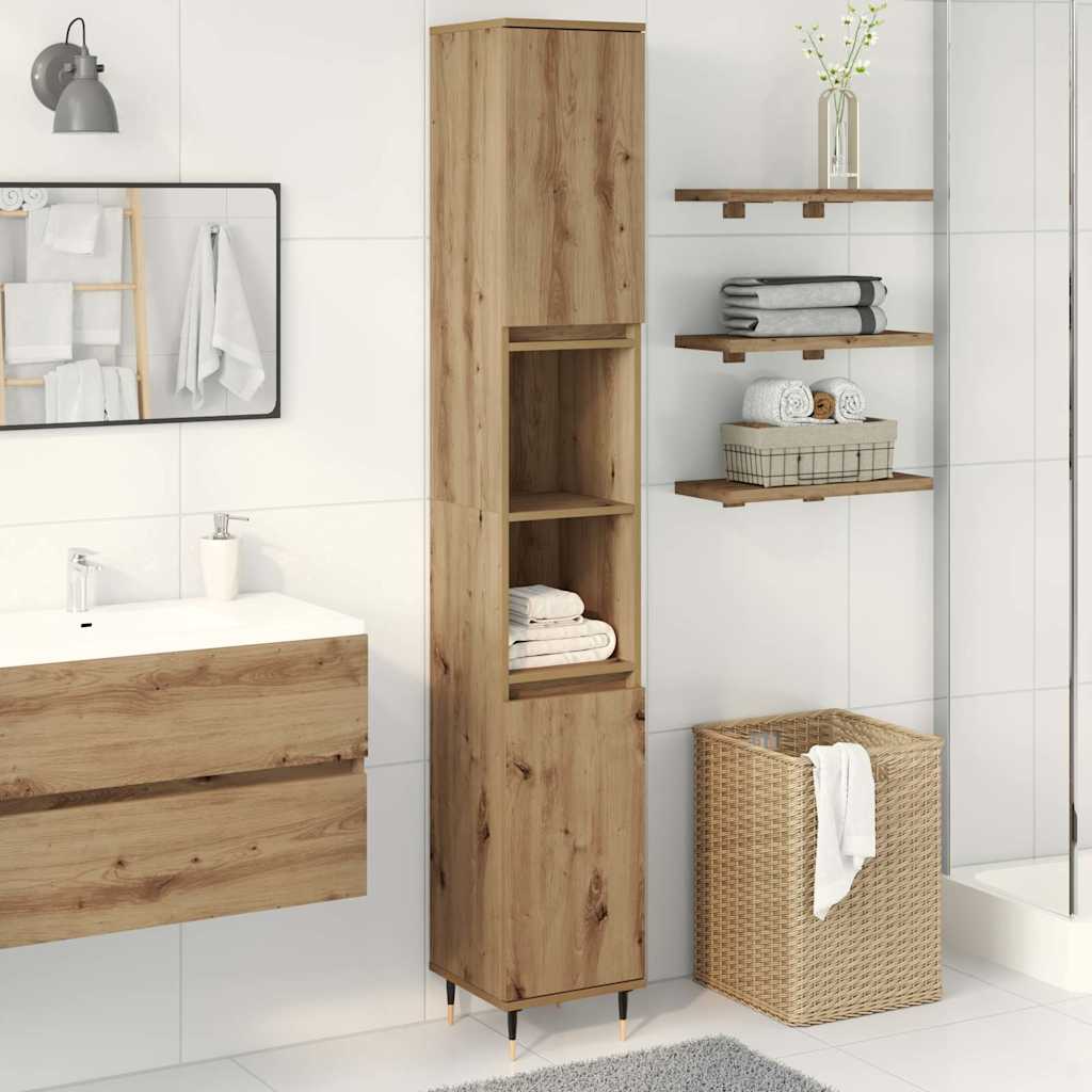 Bathroom Cabinet Artisan Oak 30x30x190 cm Engineered Wood