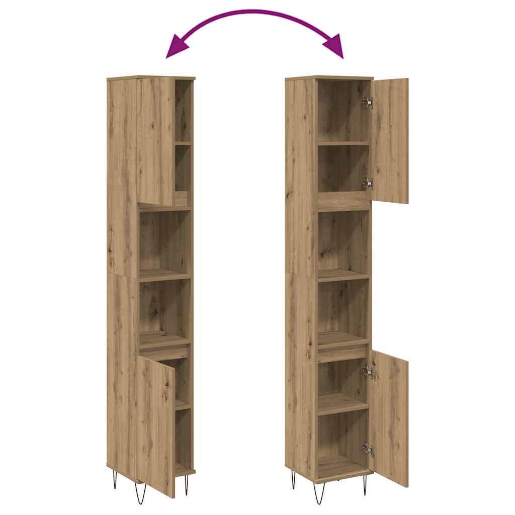Bathroom Cabinet Artisan Oak 30x30x190 cm Engineered Wood