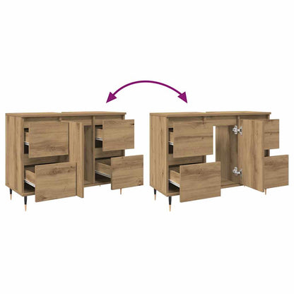 Bathroom Cabinet Artisan Oak 80x33x60 cm Engineered Wood