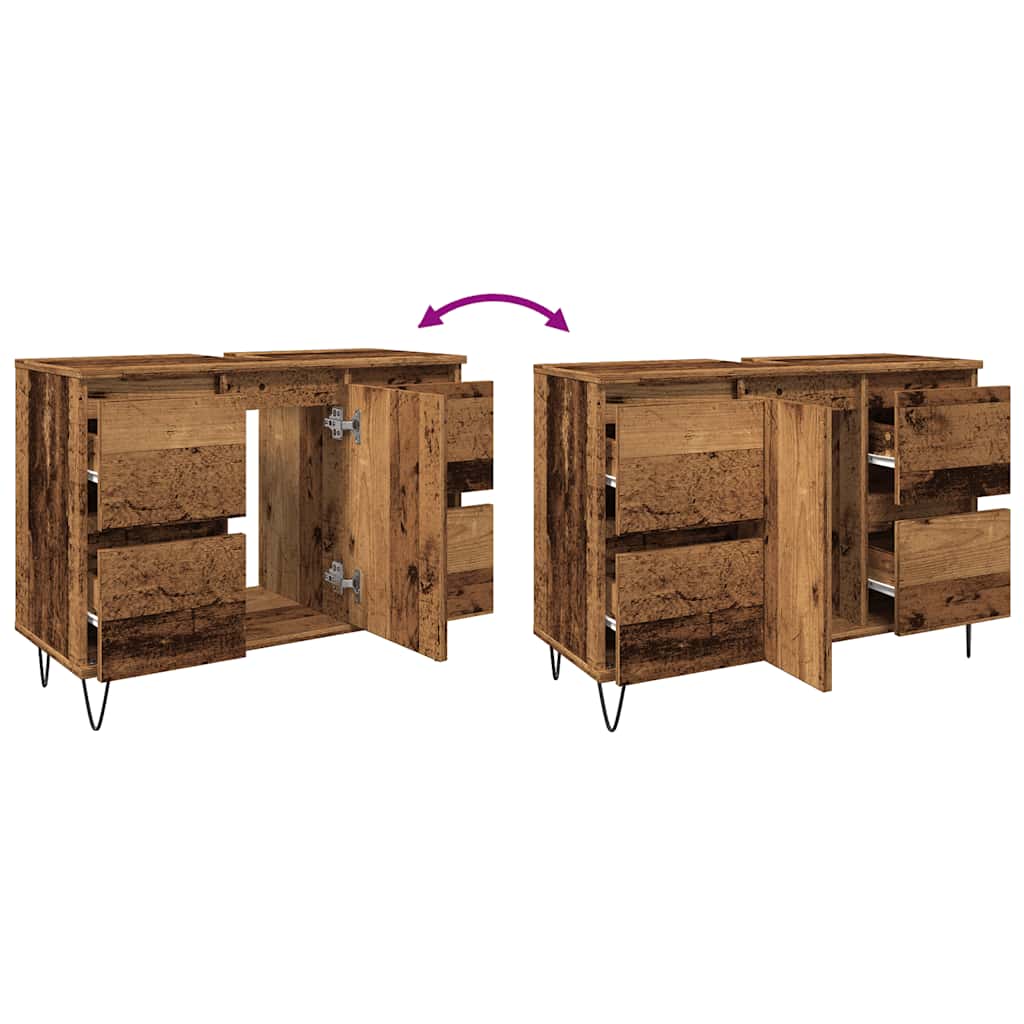 Bathroom Cabinet Old Wood 80x33x60 cm Engineered Wood