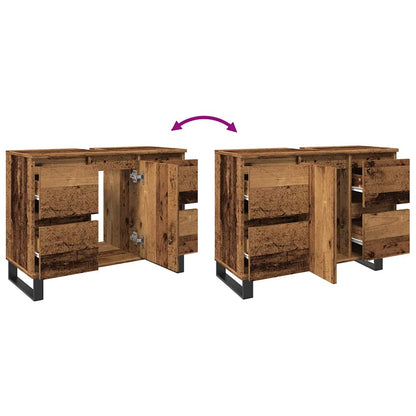 Bathroom Sink Cabinet Old Wood 80x33x60 cm Engineered Wood