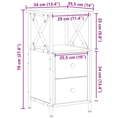Bedside Cabinet Old Wood 34x35.5x70 cm Engineered Wood