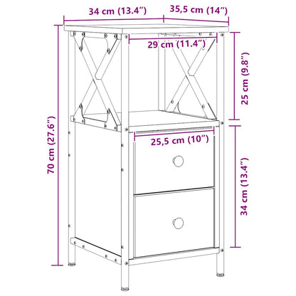 Bedside Cabinet Artisan Oak 34x35,5x70 cm Engineered Wood