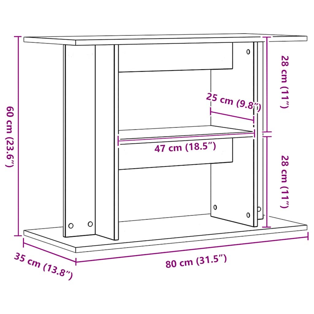 Aquarium Stand Artisan Oak 80x35x60 cm Engineered Wood