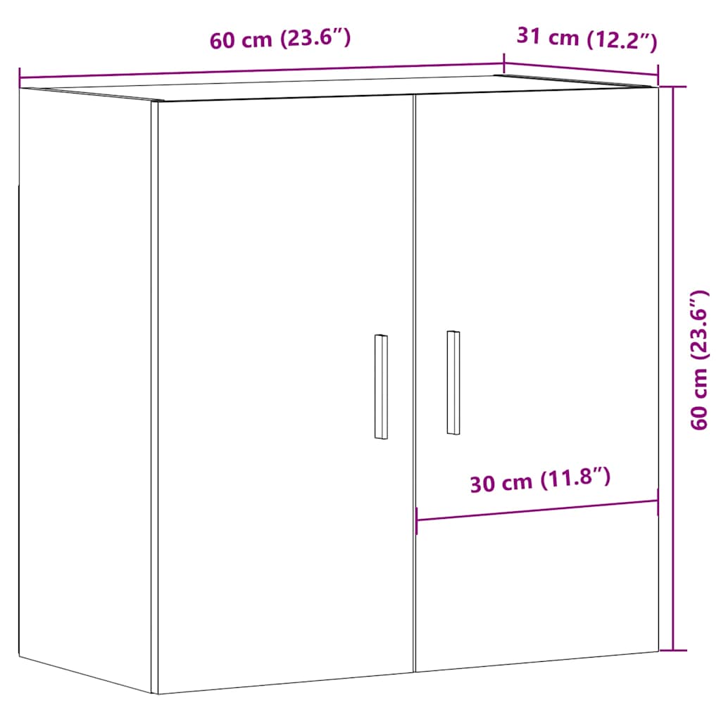 Wall Cabinet Artisan Oak 60x31x60 cm Engineered Wood