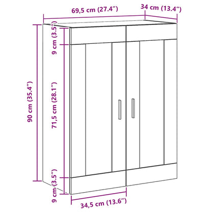 Wall Mounted Cabinet Artisian Oak 69.5x34x90 cm Engineered Wood