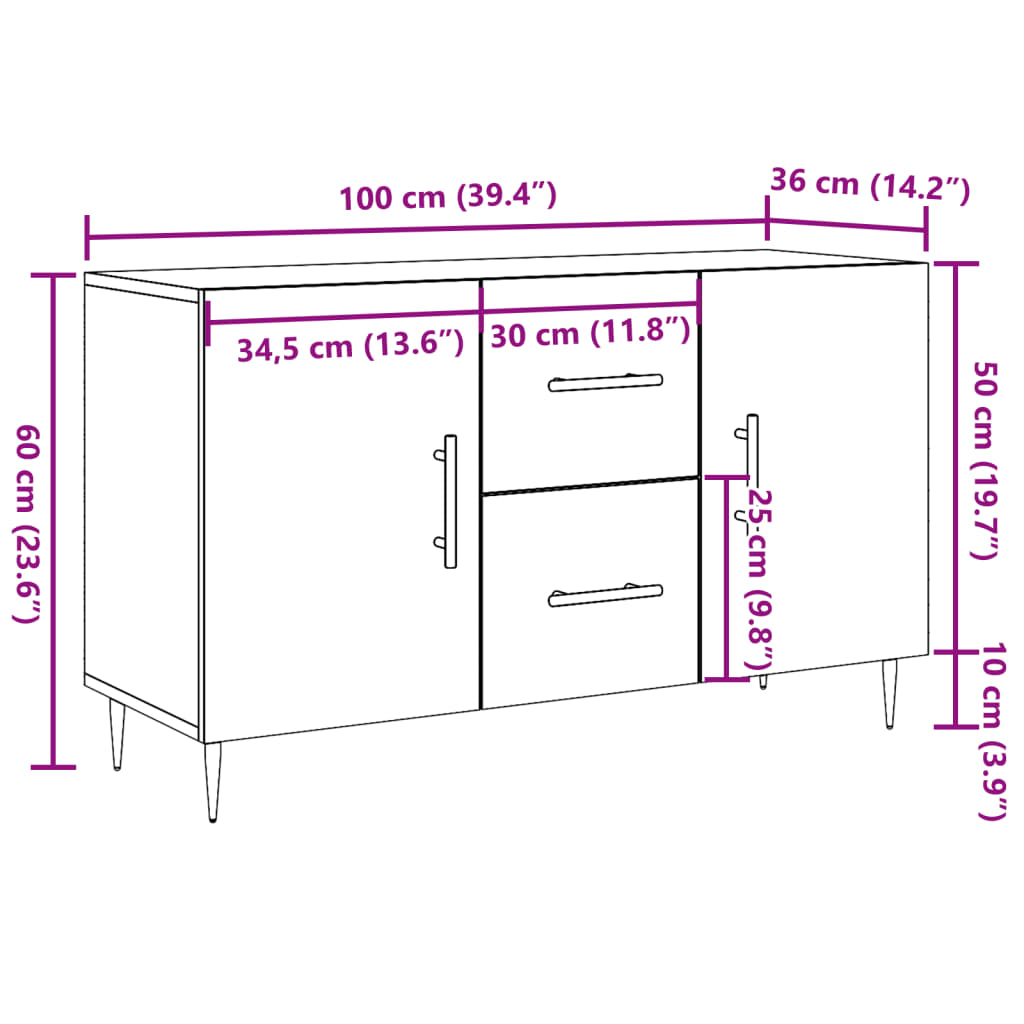 Sideboard Old Wood 100x36x60 cm Engineered Wood