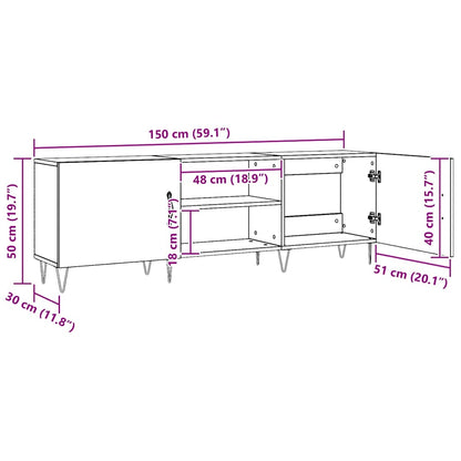 TV Cabinet Artisan Oak 150x30x50 cm Engineered Wood