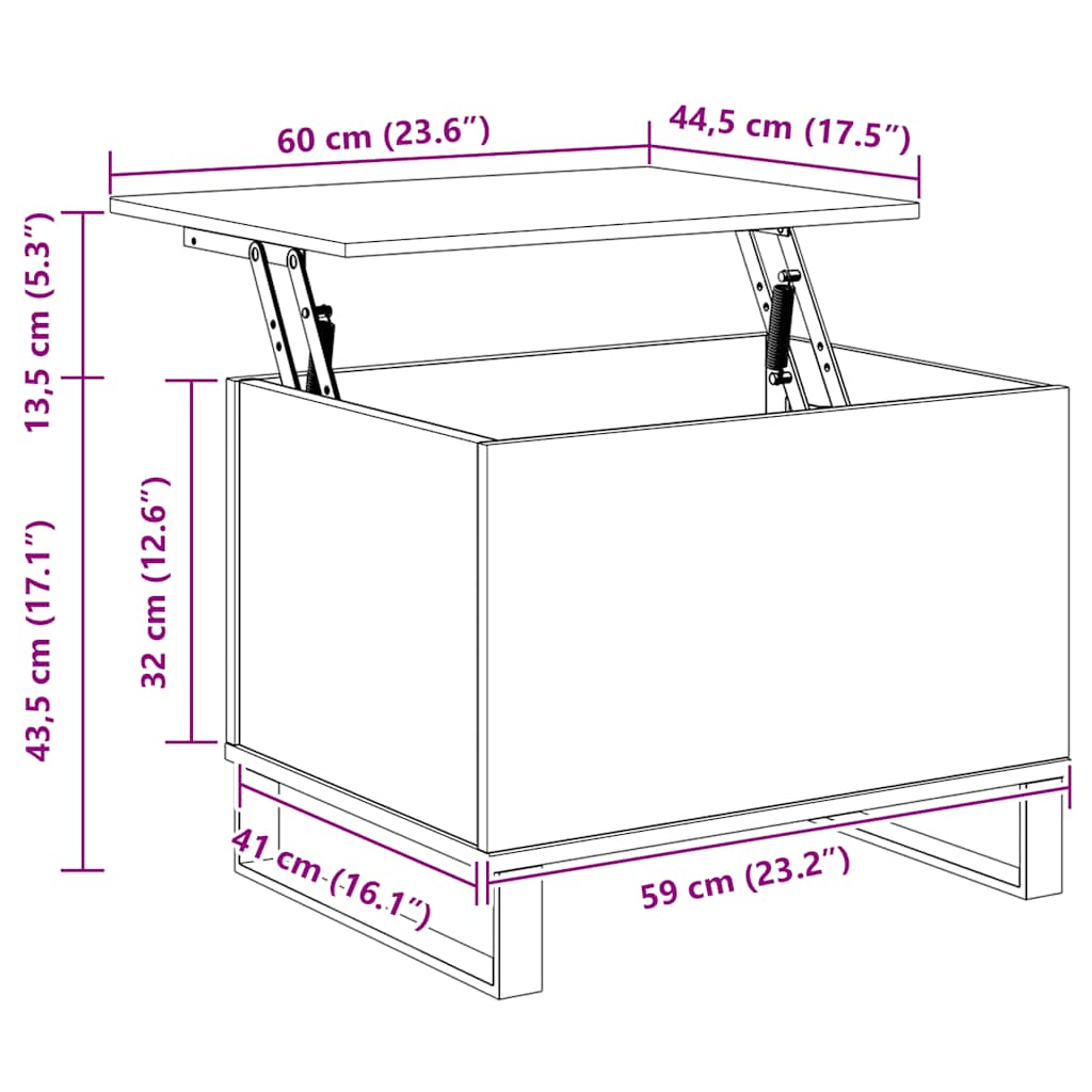 Coffee Table Old Wood 60x44.5x45 cm Engineered Wood