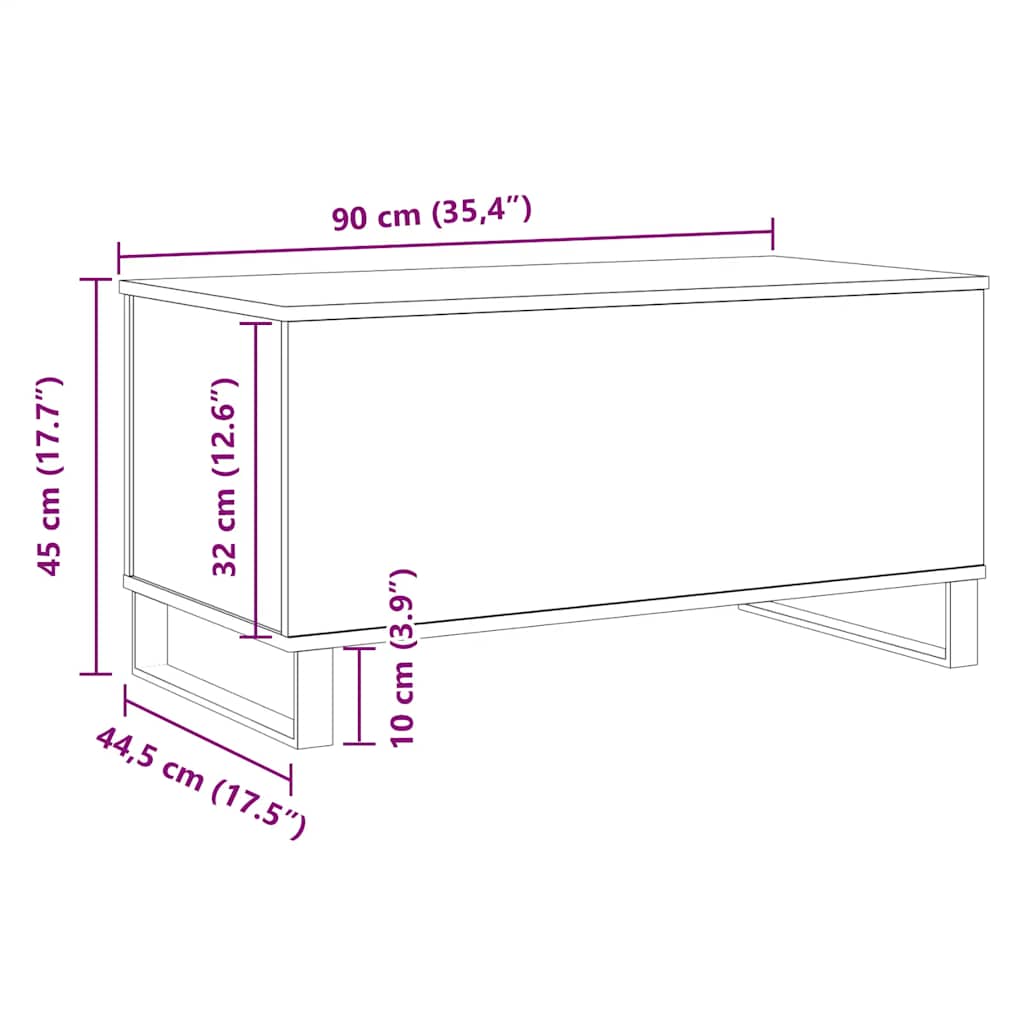 Coffee Table Artisan Oak 90x44,5x45 cm Engineered Wood