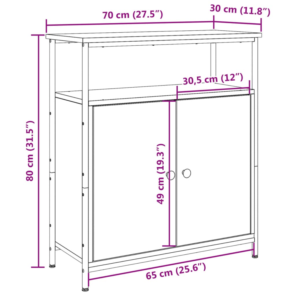Sideboard Old Wood 70x30x80 cm Engineered Wood
