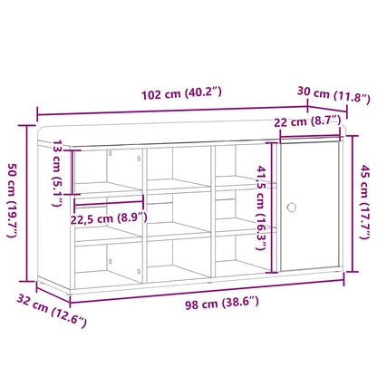 Shoe Bench Old Wood 102x32x50 cm Engineered Wood