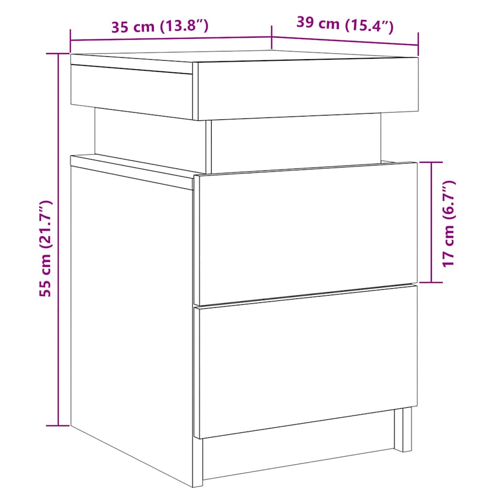 Bedside Cabinet with LED Old Wood 35x39x55 cm Engineered Wood