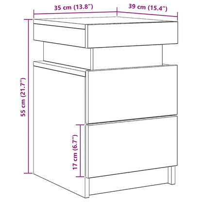 Bedside Cabinet with LED Artisian Oak 35x39x55 cm Engineered Wood