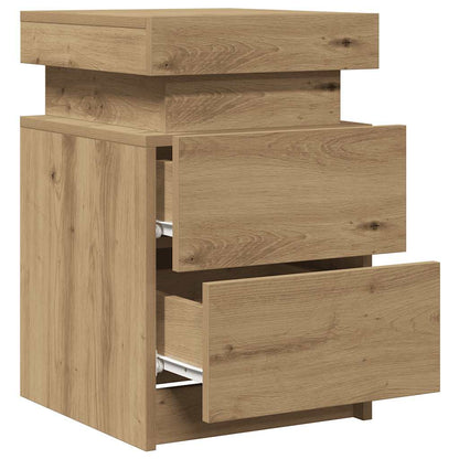 Bedside Cabinet with LED Artisian Oak 35x39x55 cm Engineered Wood
