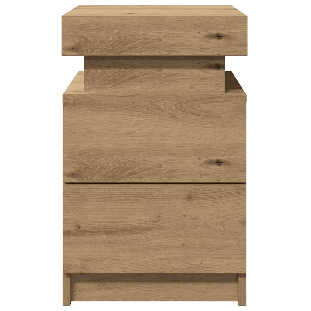 Bedside Cabinets with LED 2 pcs Artisian Oak 35x39x55 cm