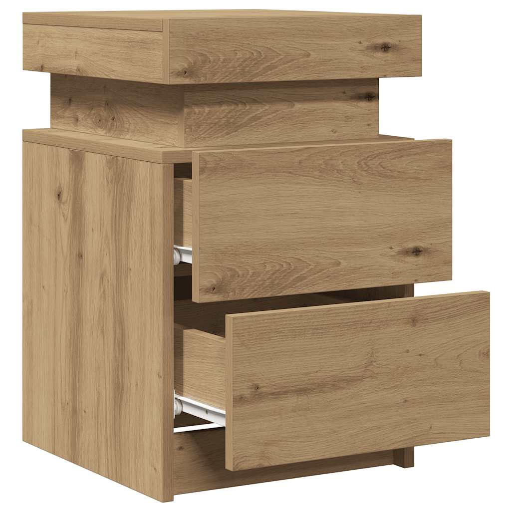 Bedside Cabinets with LED 2 pcs Artisian Oak 35x39x55 cm