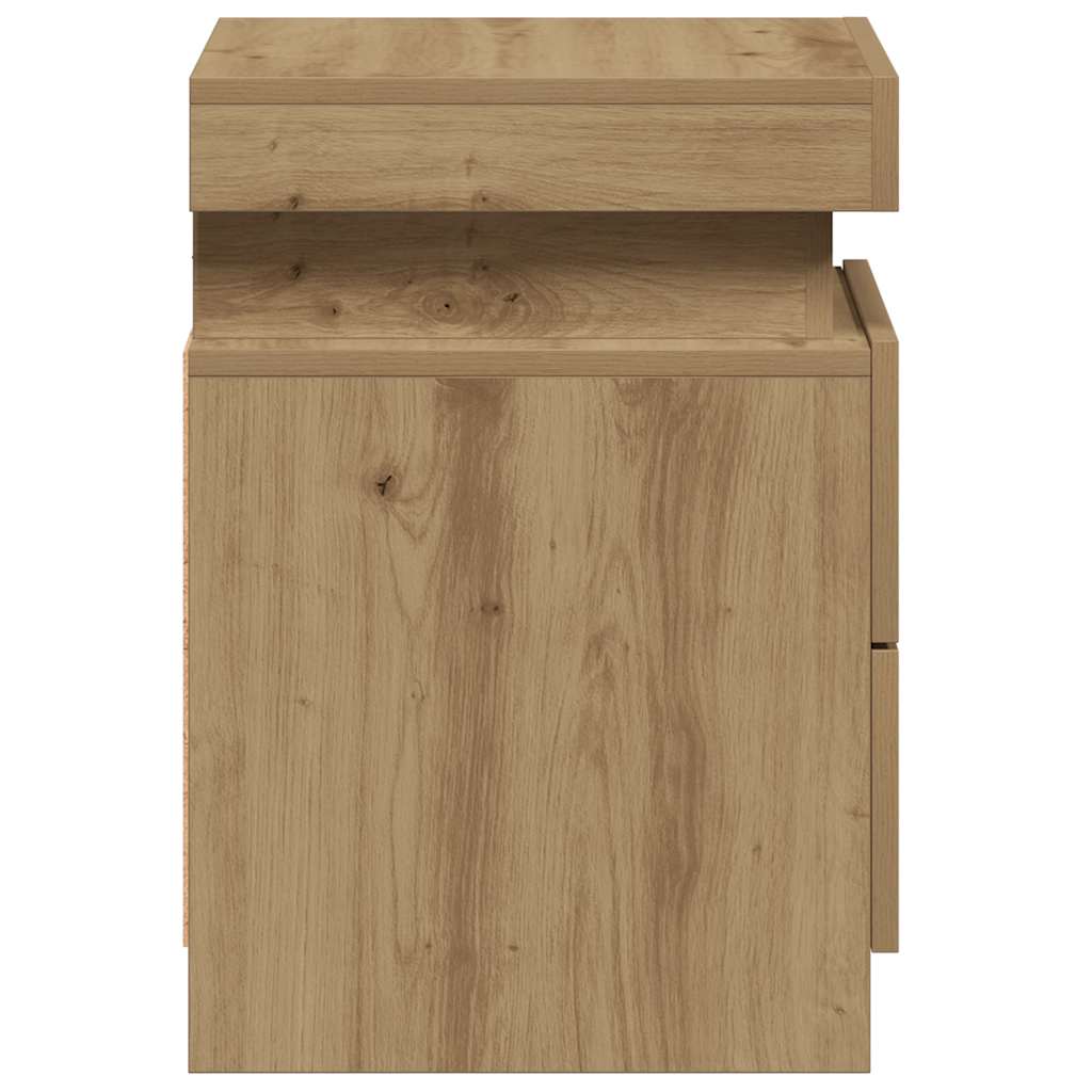 Bedside Cabinets with LED 2 pcs Artisian Oak 35x39x55 cm