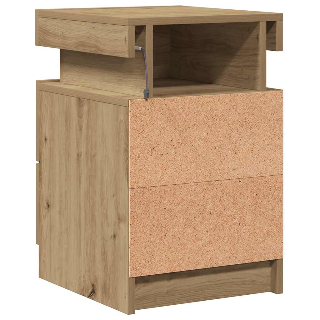 Bedside Cabinets with LED 2 pcs Artisian Oak 35x39x55 cm
