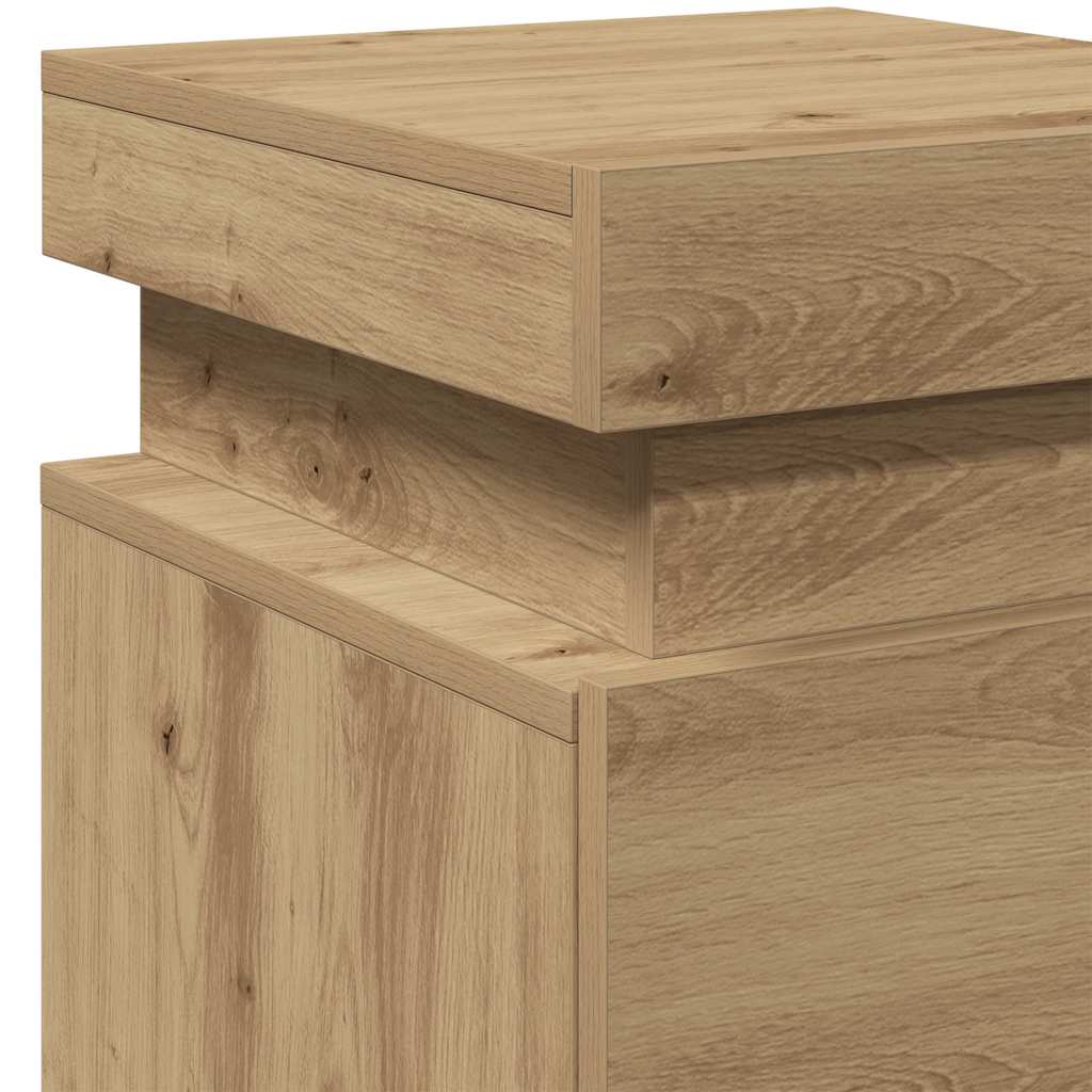 Bedside Cabinets with LED 2 pcs Artisian Oak 35x39x55 cm