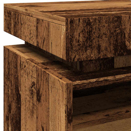 Bedside Cabinet with LED Lights Old Wood 40x39x48.5 cm