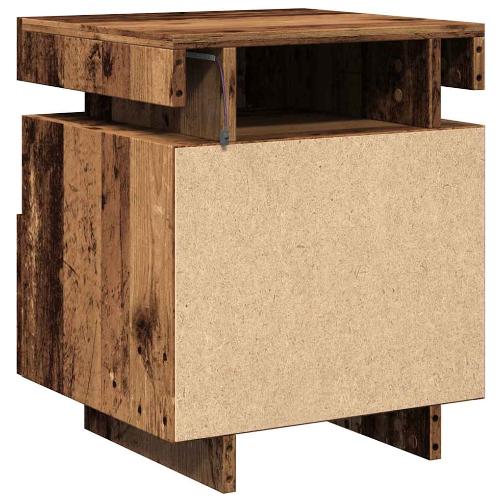 Bedside Cabinets with LED Lights 2 pcs Old Wood 40x39x48.5 cm