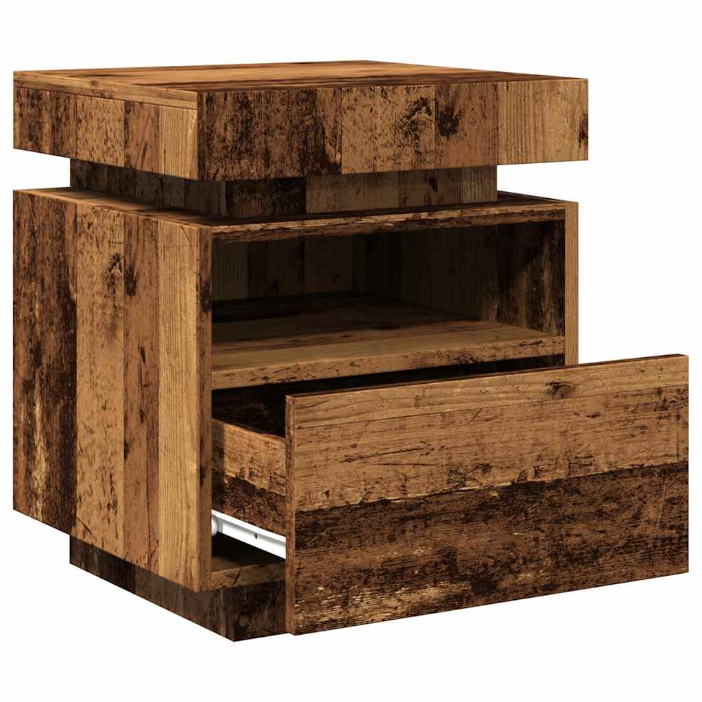 Bedside Cabinets with LED Lights 2 pcs Old Wood 40x39x48.5 cm