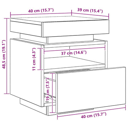 Bedside Cabinet with LED Lights Artisan Oak 40x39x48.5 cm
