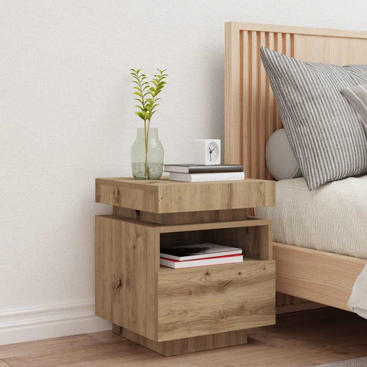 Bedside Cabinet with LED Lights Artisan Oak 40x39x48,5 cm