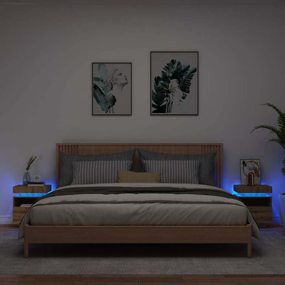Bedside Cabinets with LED Lights 2 pcs Artisan Oak 40x39x48.5 cm