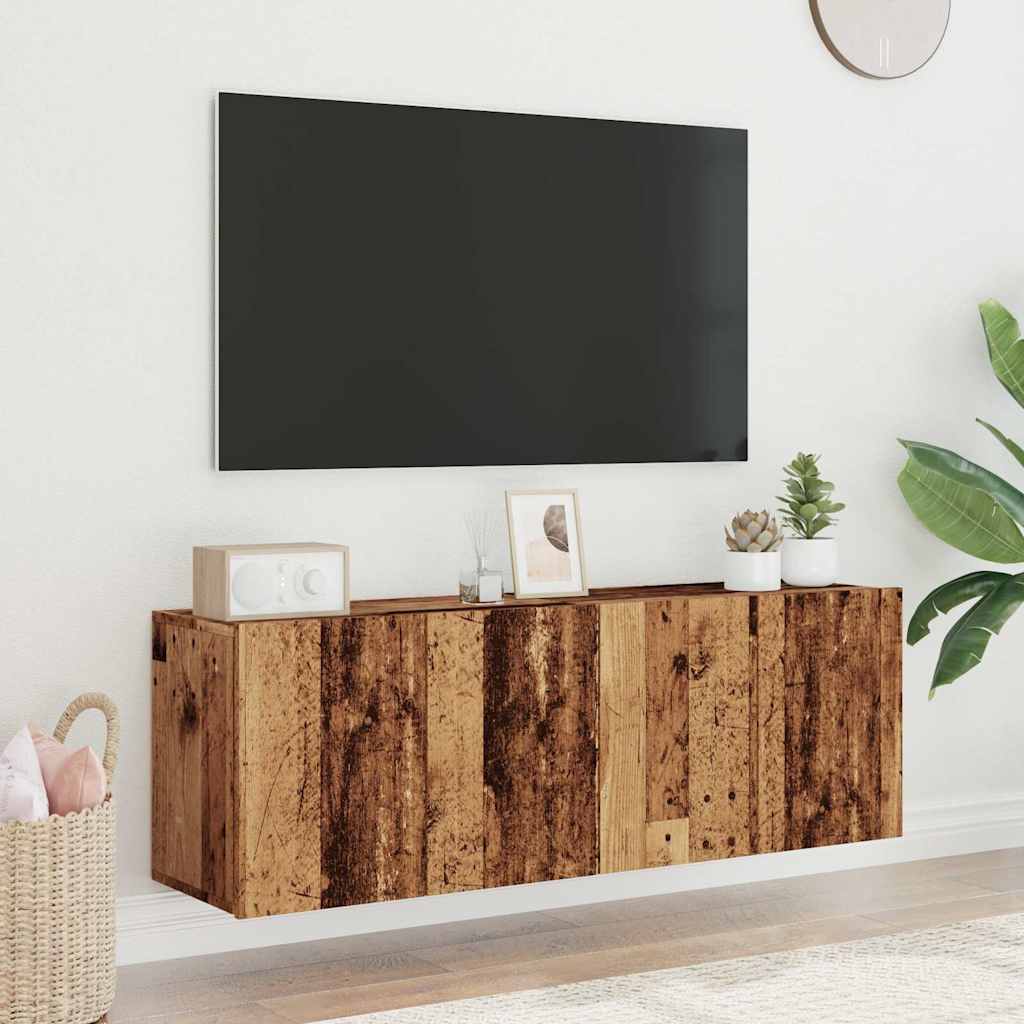 2 Piece Wall-mounted TV Cabinet Set Old Wood 60x30x41 cm