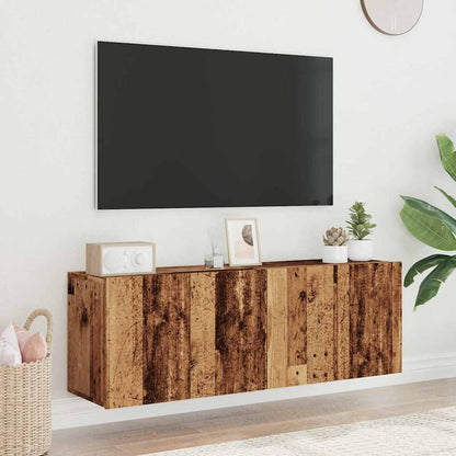 2 Piece Wall-mounted TV Cabinet Set Old Wood 60x30x41 cm
