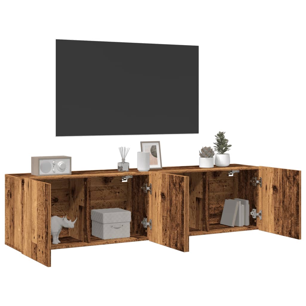 2 Piece Wall-mounted TV Cabinet Set Old Wood 80x30x41 cm