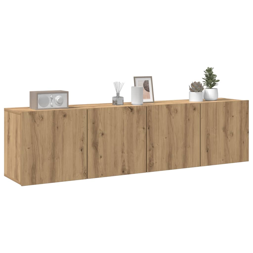 2 Piece Wall-mounted TV Cabinet Set Artisian Oak 80x30x41 cm