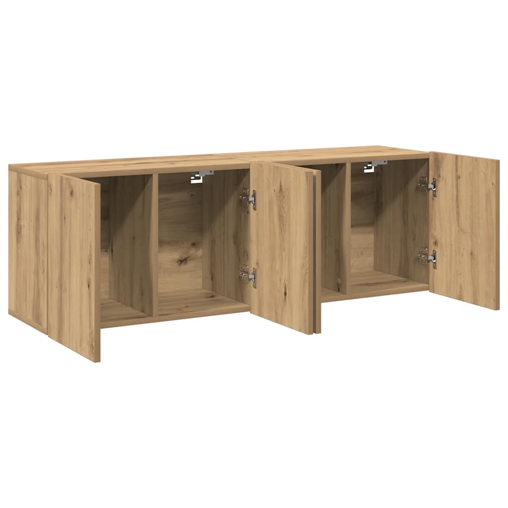 2 Piece Wall-mounted TV Cabinet Set Artisian Oak 80x30x41 cm