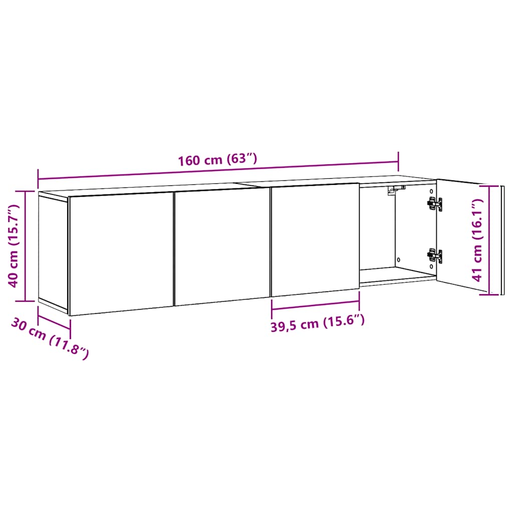 2 Piece Wall-mounted TV Cabinet Set Artisian Oak 80x30x41 cm