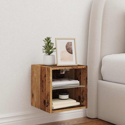 TV Wall Cabinet with LED Lights Old Wood 30x28.5x30 cm