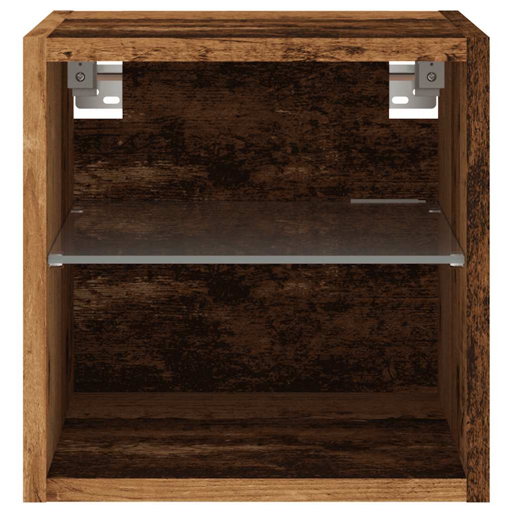 TV Wall Cabinet with LED Lights Old Wood 30x28.5x30 cm