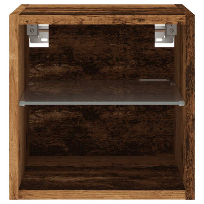 TV Wall Cabinet with LED Lights Old Wood 30x28.5x30 cm