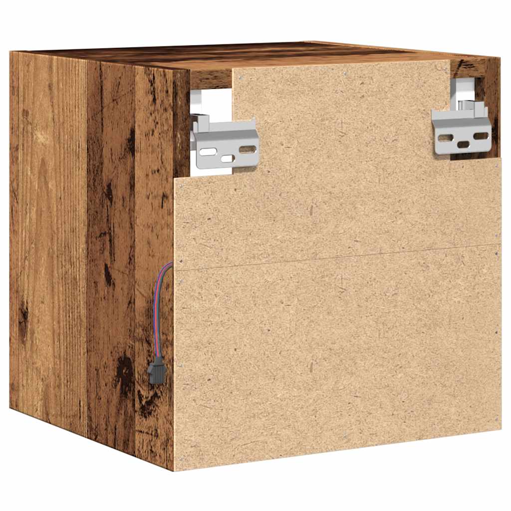 TV Wall Cabinets with LED Lights 2 pcs Old Wood 30x28.5x30 cm